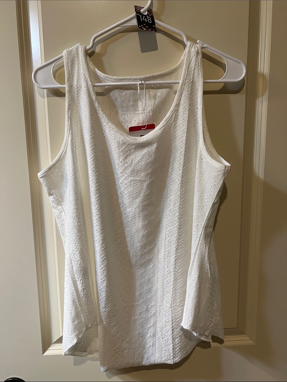 Classic White Eyelet Tank Top by